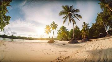 tropisk paradis eller kokos handflatan strand eller vit sand lagun foto