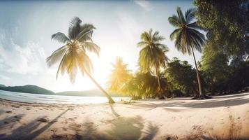 tropisk paradis eller kokos handflatan strand eller vit sand lagun foto