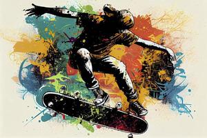 skateboard bakgrund. extrem sporter vektor illustration med kille man skater foto