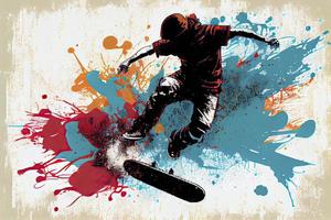 skateboard bakgrund. extrem sporter vektor illustration med kille man skater foto