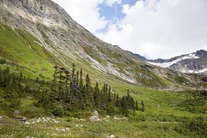 övre dewey sjö omgivande landskap i sommar utanför skagway stad foto