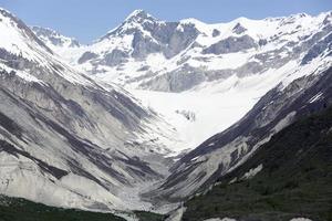 glaciär bukt nationell parkera snöig dal och bergen foto