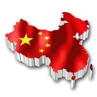 Kina - Land flagga och gräns på vit bakgrund foto