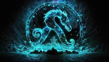 aquarius zodiaken tecken magisk neon energi lysande generativ konst foto