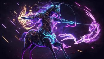 capricorn zodiaken tecken magisk neon energi lysande generativ konst foto