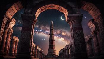 qutub minar indisk monument illustration generativ ai foto