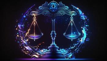 libra zodiaken tecken magisk neon energi lysande generativ konst foto