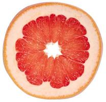 runda bit av grapefrukt på en vit isolerat bakgrund, topp se foto