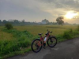 cykel på de väg i de parkera foto