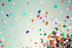 fest firande bakgrund med konfetti. generativ ai. foto