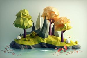 hus hemstad lowpoly 3d ai foto