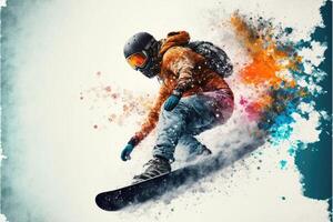 vinter- sporter extrem åka snowboard. ai genererad foto