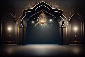 festlig Foto ramadan kareem bakgrund. illustration ai generativ