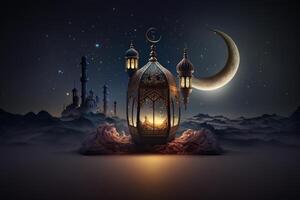 festlig Foto ramadan kareem bakgrund. illustration ai generativ