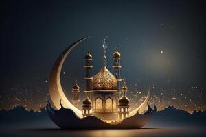 festlig Foto ramadan kareem bakgrund. illustration ai generativ