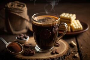 en kopp av utsökt stark svart kaffe. illustration ai generativ foto