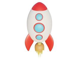 färgad tecknad serie raket. 3d framställa. foto