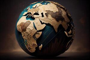 jord klot design, värld Karta 3d generativ ai illustration foto