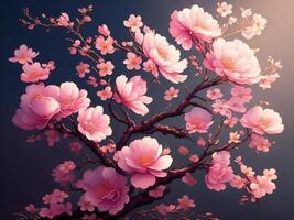 rosa blomma träd ai genererad foto