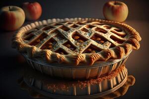 färsk kokta doftande äpple paj. illustration ai generativ foto
