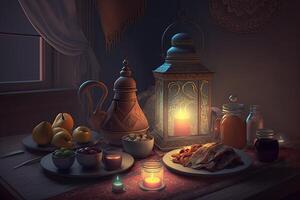 ramadan firande Semester illustration, generativ ai foto