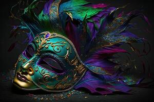 mardi gras mask kostym traditionell karneval design bakgrund ansikte, generativ ai foto