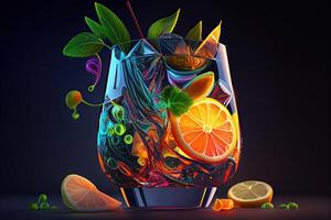 trendig alkoholhaltig cocktail med färgrik Ingredienser. generativ ai foto