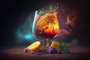 trendig alkoholhaltig cocktail med färgrik Ingredienser. generativ ai foto