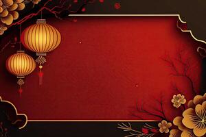 kinesisk ny år bakgrund med kopia Plats, attrapp röd bakgrund. Kina Semester generativ ai foto