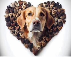 de hund är inskriven i de hjärta. kärlek för hundar. ai genererad foto