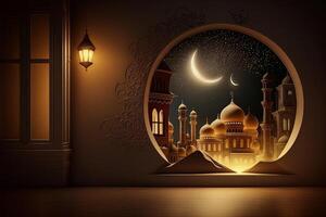 festlig Foto ramadan kareem bakgrund. illustration ai generativ