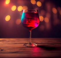 en glas med en skön cocktail står på de bar disken i en nattklubb. ai genererad foto