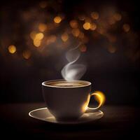 kopp av cappuccino kaffe med lukt kaffe. illustration generativ ai foto
