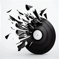 svart musik anteckningar tecken flygande ut av en bruten musik rec. illustration generativ ai foto