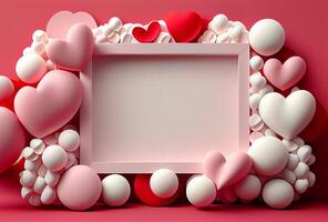 rosa valentines dag hälsning kort kärlek bakgrund. illustration generativ ai foto
