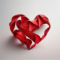 röd band i form av hjärta på vit bakgrund. illustration generativ ai foto