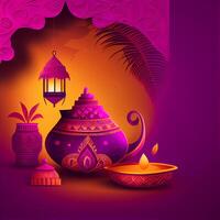 violett pongal indisk Semester bakgrund. generativ ai foto