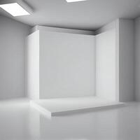 vit minimalistisk studio rum bakgrund med strålkastare på. illustratör generativ ai foto