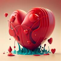 röd kärlek hjärta. generativ ai foto