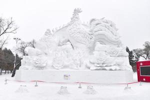 harbin, Kina - jan 21, 2017-snö skulpturer Kina, harbin Sol ö internationell snö skulptur konst expo. belägen i harbin stad, heilongjiang, Kina. foto