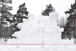 harbin, Kina - jan 21, 2017-snö skulpturer Kina, harbin Sol ö internationell snö skulptur konst expo. belägen i harbin stad, heilongjiang, Kina. foto