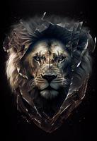affisch elektrisk lejon huvud. foto