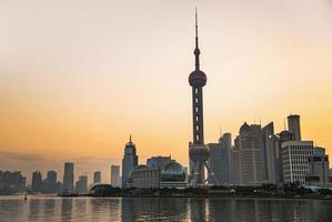 Shanghai, Kina - okt 18, 2015-pudong landmärken är en distrikt av Shanghai, Kina, belägen öst av de huangpu flod tvärs över från de historisk stad Centrum av shanghai i puxi. foto