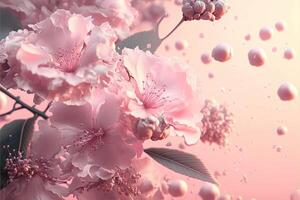 delikat romantisk pastell rosa bakgrund med skön blommor. abstrakt bröllop bakgrund. ai generativ foto