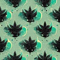 abstrakt blommig sömlös bakrund med löv av cannabis. sömlös mönster. 3d framställa. ai genererad foto