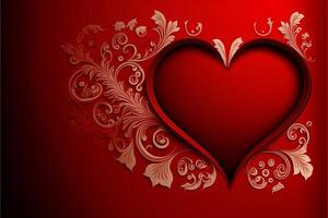 mönstrad röd hjärtan på röd bakgrund hjärtans dag. generativ ai foto