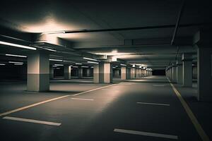 tömma underjordisk parkering generativ ai foto