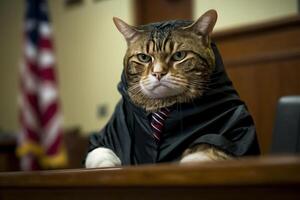 domstol katt i de rättssal generativ ai foto