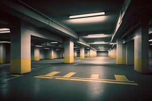 tömma underjordisk parkering generativ ai foto