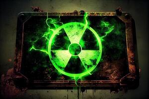 grön strålning tecken illustration generativ ai foto
